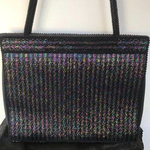 Time Black Beaded Evening Bag